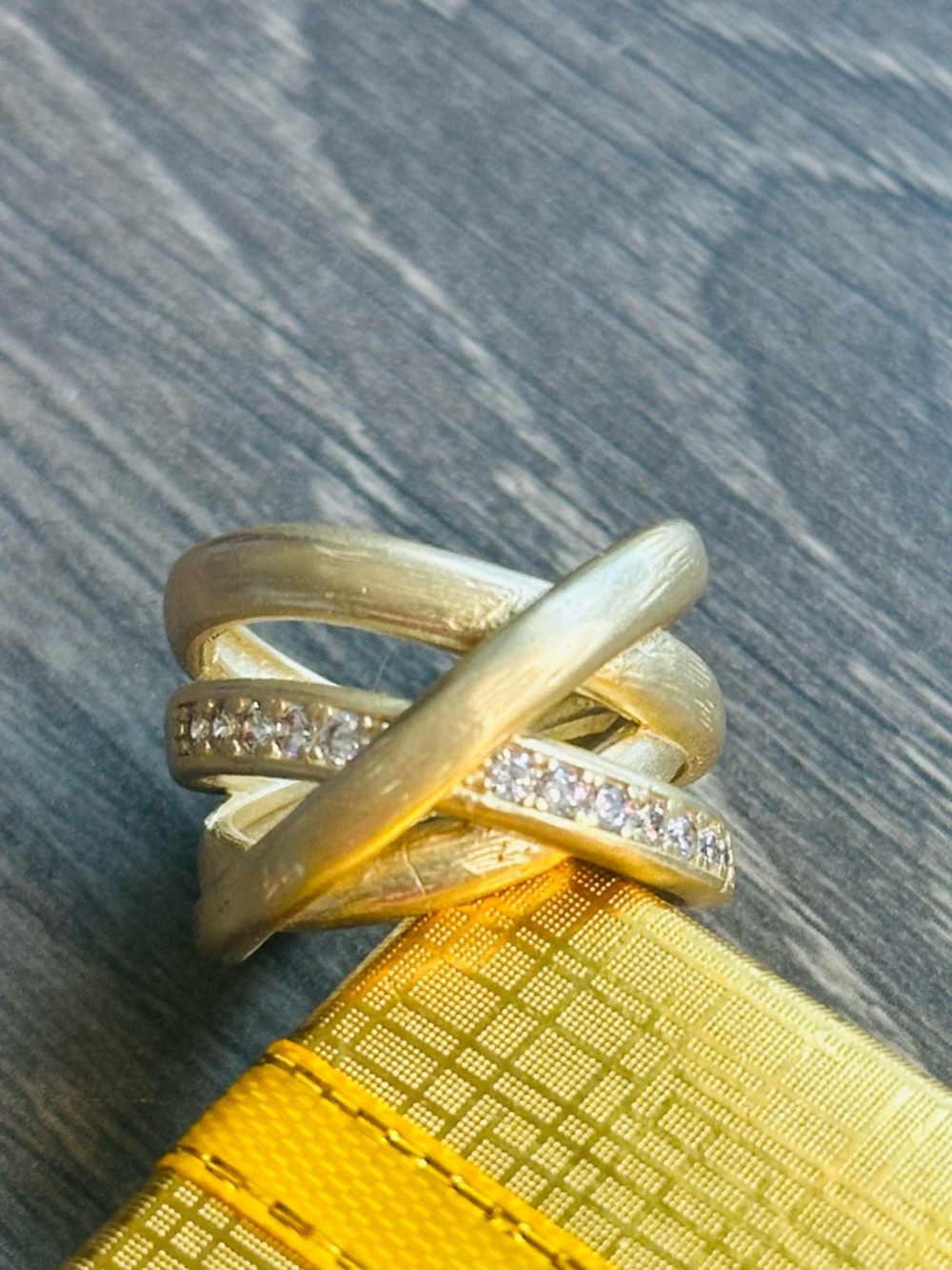 Matte Gold Multi-band Intertwined/Criss-Cross Ring